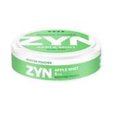 ZYN Apple Mint Mini Dry 6mg nicotine pouches in a sleek, compact can. Designed for discreet use, these pouches deliver a refreshing fusion of crisp apple and cool mint flavours. With a 6mg nicotine strength per pouch, they provide a satisfying and smoke-free alternative for users seeking a convenient and enjoyable experience. Can is flat showing the side of the can.